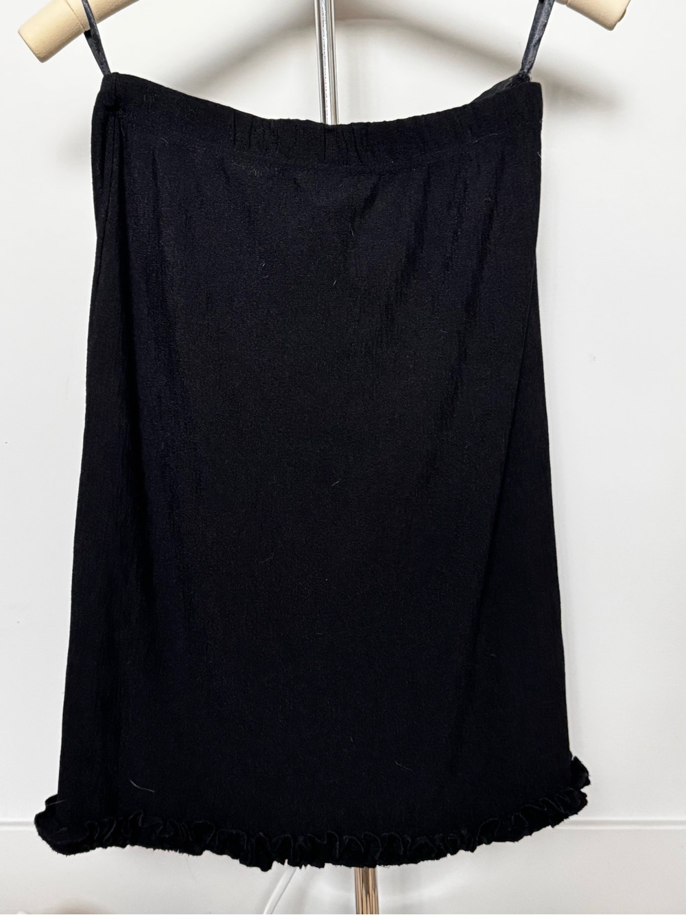 Women's Black Pencil Skirt with Ruffle Hem - Picture 3 of 5